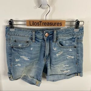 AEO boy midi distressed shorts